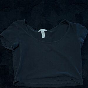 Ambiance Black Scoop Neck Crop Top